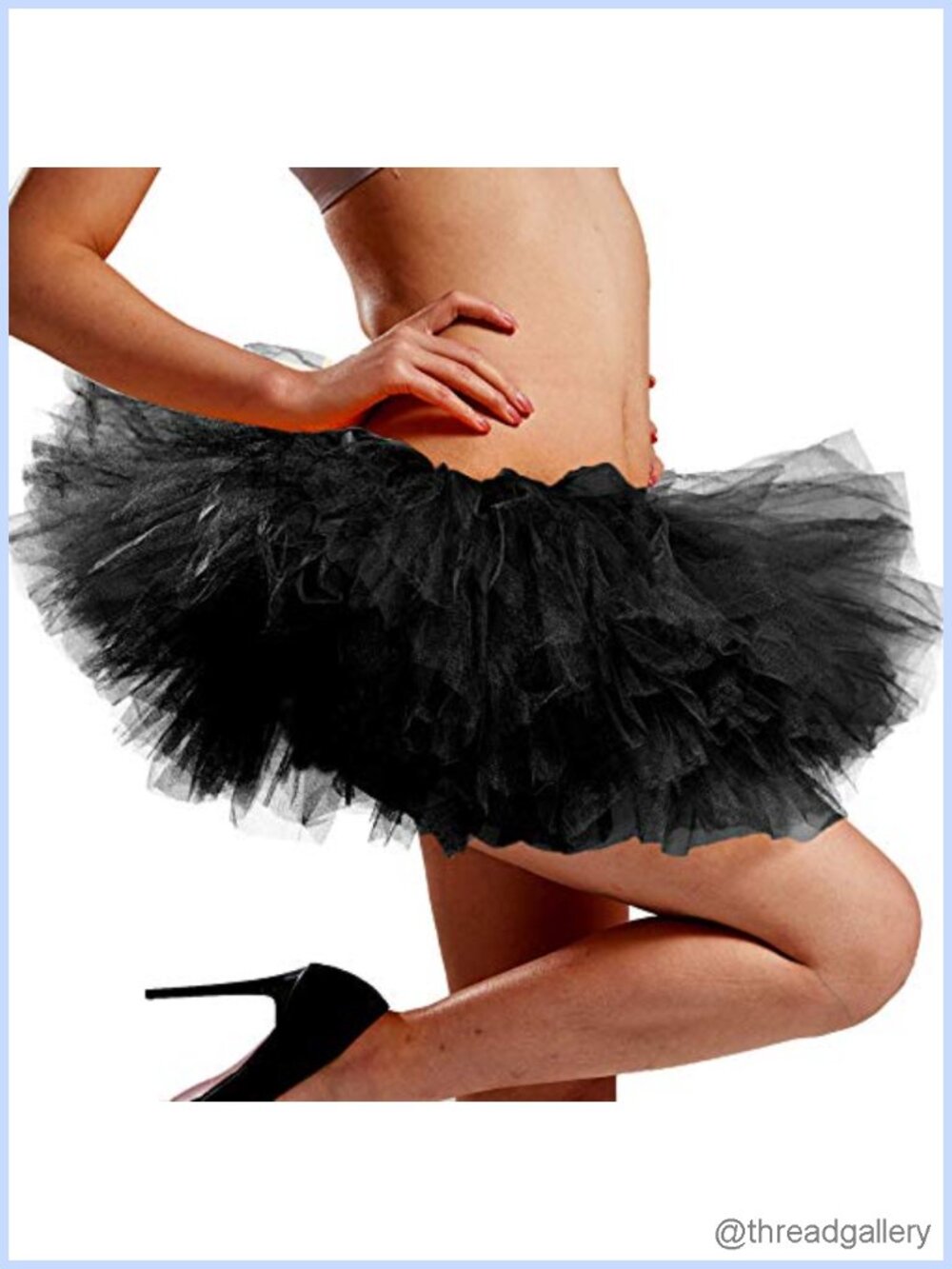Tulle Tutu Skirt Women's 5 Layered Elastic Pull On High Rise